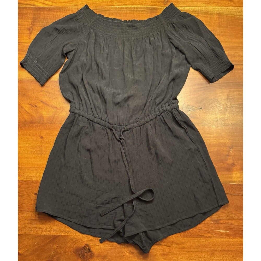 LOFT Beach Black Off The Shoulder Romper Coverup Women's Size S Small